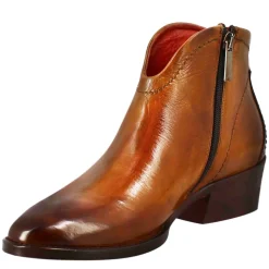 Stivaletto Da Donna Liscio Con Tacco Medio In Pelle Colore Marrone Chiaro