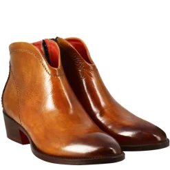 Stivaletto Da Donna Liscio Con Tacco Medio In Pelle Colore Marrone Chiaro