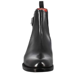 Stivaletto Da Donna Liscio Con Tacco Basso In Pelle Liscia Colore Nero Con Fibbia Laterale