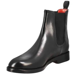 Stivaletto Da Donna Liscio Con Tacco Basso In Pelle Liscia Colore Nero Con Fibbia Laterale