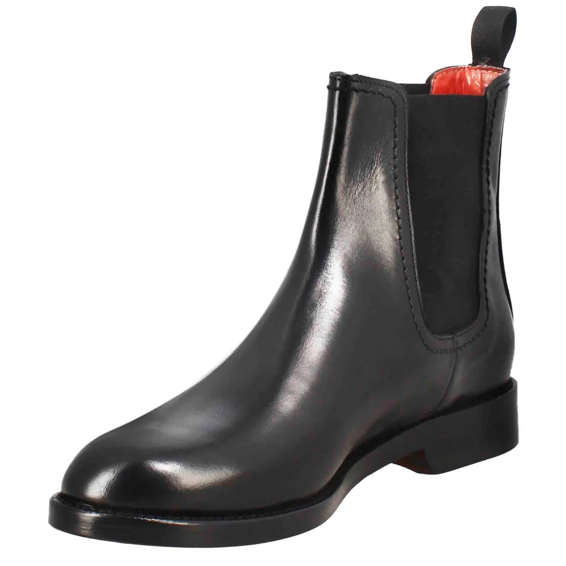 Stivaletto Da Donna Liscio Con Tacco Basso In Pelle Liscia Colore Nero Con Fibbia Laterale