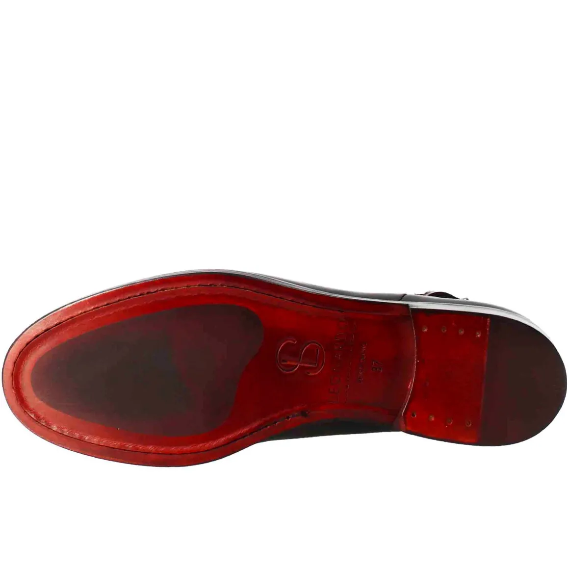 Stivaletto Da Donna Liscio Con Tacco Basso In Pelle Liscia Colore Nero Con Fibbia Laterale