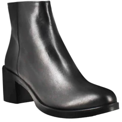 Stivaletto Da Donna Liscio Con Tacco Medio In Pelle Colore Nero