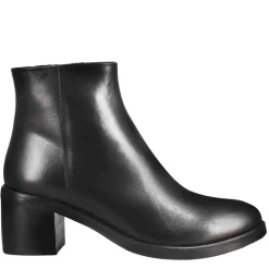 Stivaletto Da Donna Liscio Con Tacco Medio In Pelle Colore Nero