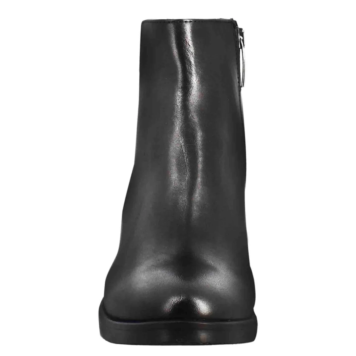 Stivaletto Da Donna Liscio Con Tacco Medio In Pelle Colore Nero