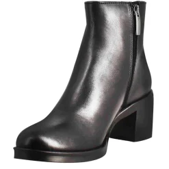Stivaletto Da Donna Liscio Con Tacco Medio In Pelle Colore Nero