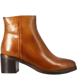 Stivaletto Da Donna Liscio Con Tacco Medio In Pelle Marrone