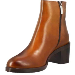 Stivaletto Da Donna Liscio Con Tacco Medio In Pelle Marrone