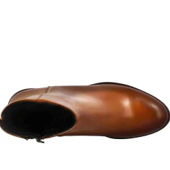 Stivaletto Da Donna Liscio Con Tacco Medio In Pelle Marrone
