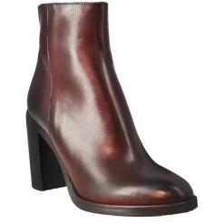 Stivaletto Da Donna Liscio Con Tacco Alto In Pelle Bordeaux