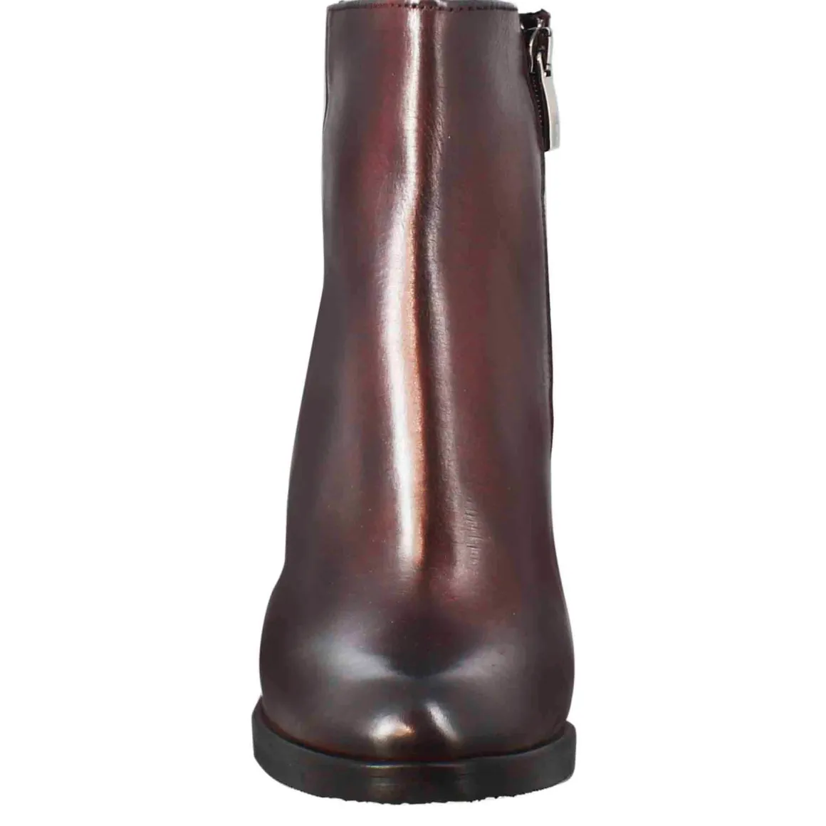 Stivaletto Da Donna Liscio Con Tacco Alto In Pelle Bordeaux