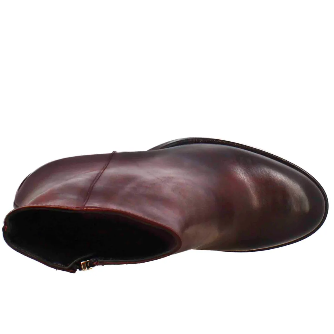 Stivaletto Da Donna Liscio Con Tacco Alto In Pelle Bordeaux