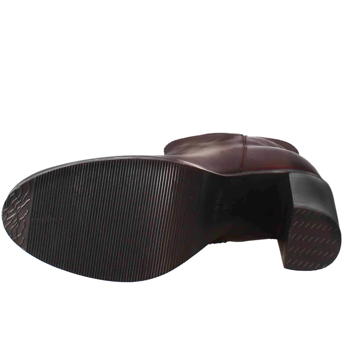 Stivaletto Da Donna Liscio Con Tacco Alto In Pelle Bordeaux