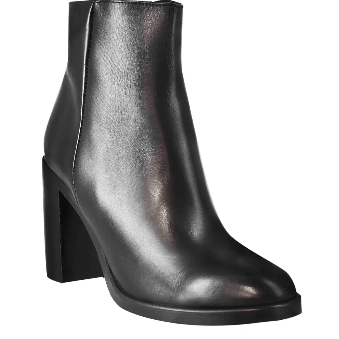 Stivaletto Da Donna Liscio Con Tacco Alto In Pelle Colore Nero