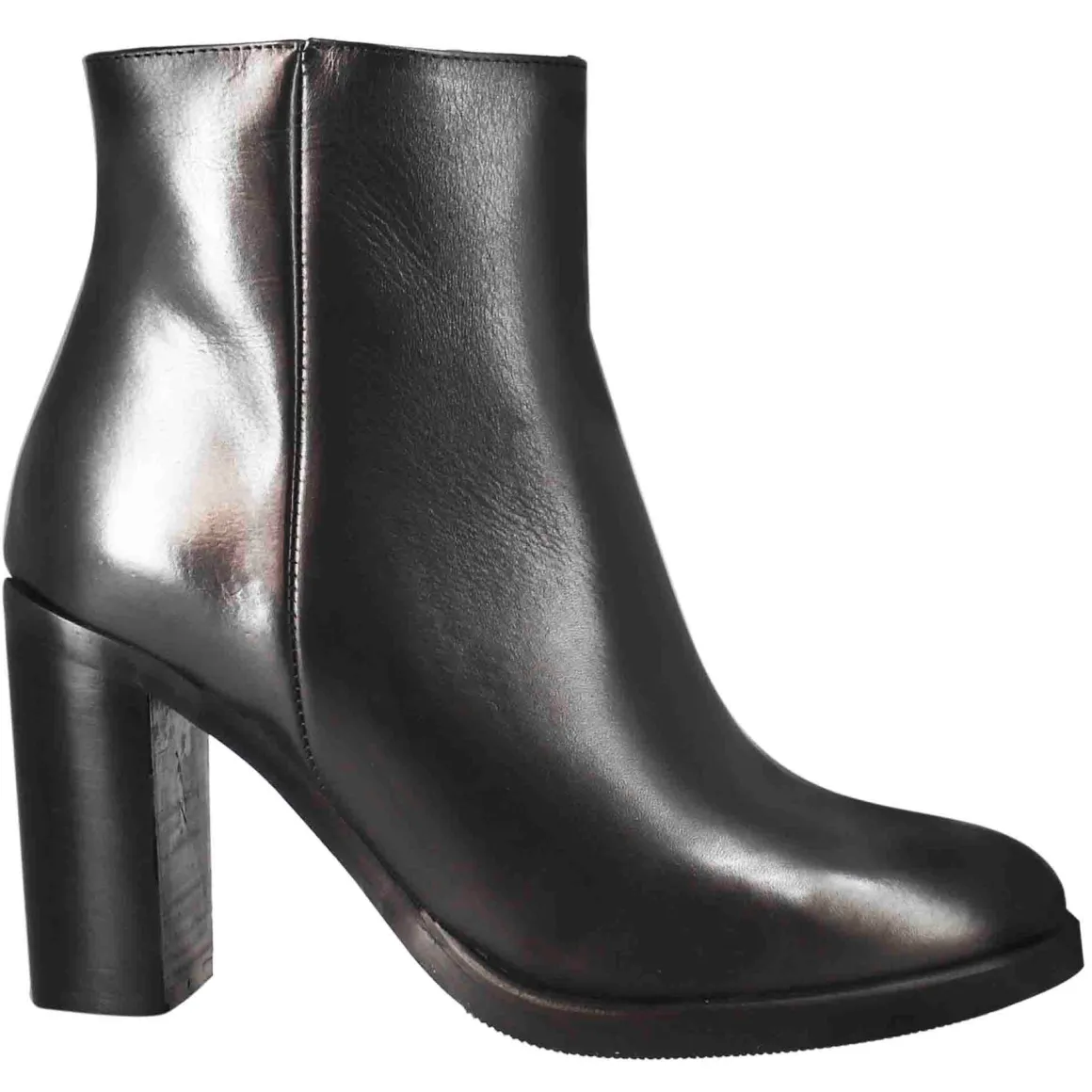 Stivaletto Da Donna Liscio Con Tacco Alto In Pelle Colore Nero