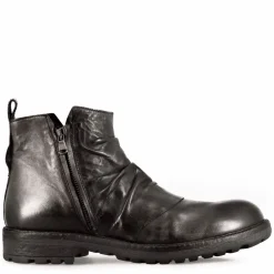Stivaletto Da Uomo Con Arricciatura In Pelle Colore Grigio