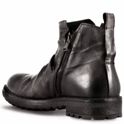 Stivaletto Da Uomo Con Arricciatura In Pelle Colore Grigio