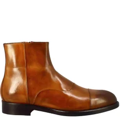 Stivaletto Da Uomo In Pelle Colore Marrone Chiaro Con Chiusura Zip