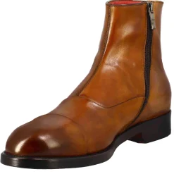 Stivaletto Da Uomo In Pelle Colore Marrone Chiaro Con Chiusura Zip