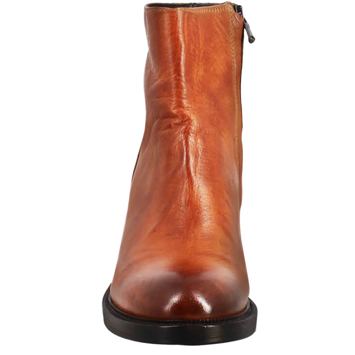 Stivaletto Diver Basso Da Donna Con Tacco In Pelle Lavata Colore Cuoio Scuro