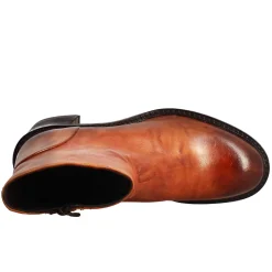 Stivaletto Diver Basso Da Donna Con Tacco In Pelle Lavata Colore Cuoio Scuro