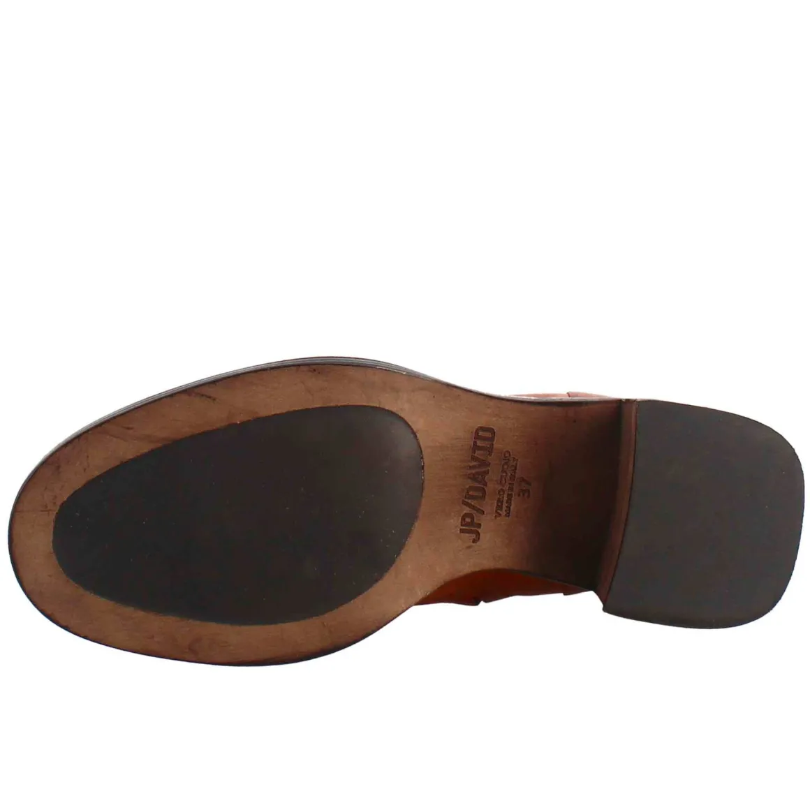 Stivaletto Diver Basso Da Donna Con Tacco In Pelle Lavata Colore Cuoio Scuro