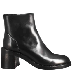 Stivaletto Diver Basso Da Donna Con Tacco In Pelle Lavata Colore Nero