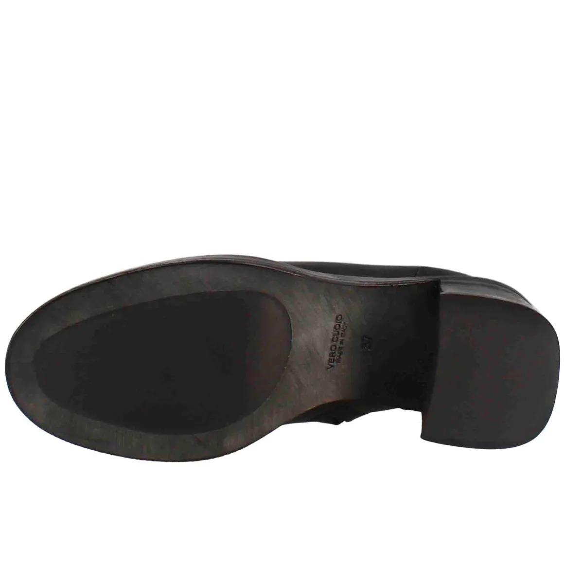 Stivaletto Diver Basso Da Donna Con Tacco In Pelle Lavata Colore Nero