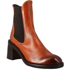 Stivaletto Diver Chelsea Da Donna Con Tacco In Pelle Lavata Colore Cuoio
