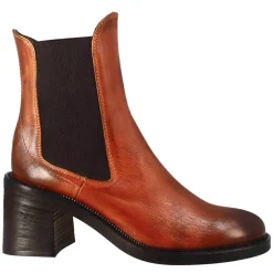 Stivaletto Diver Chelsea Da Donna Con Tacco In Pelle Lavata Colore Cuoio