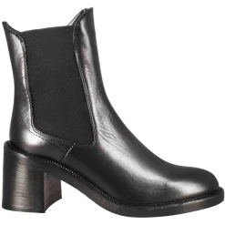 Stivaletto Diver Chelsea Da Donna Con Tacco In Pelle Lavata Colore Nero