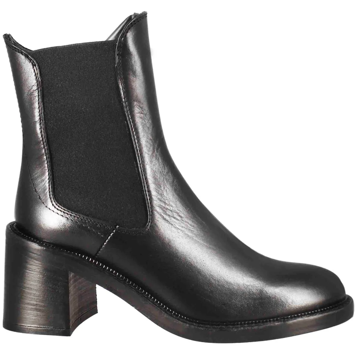 Stivaletto Diver Chelsea Da Donna Con Tacco In Pelle Lavata Colore Nero