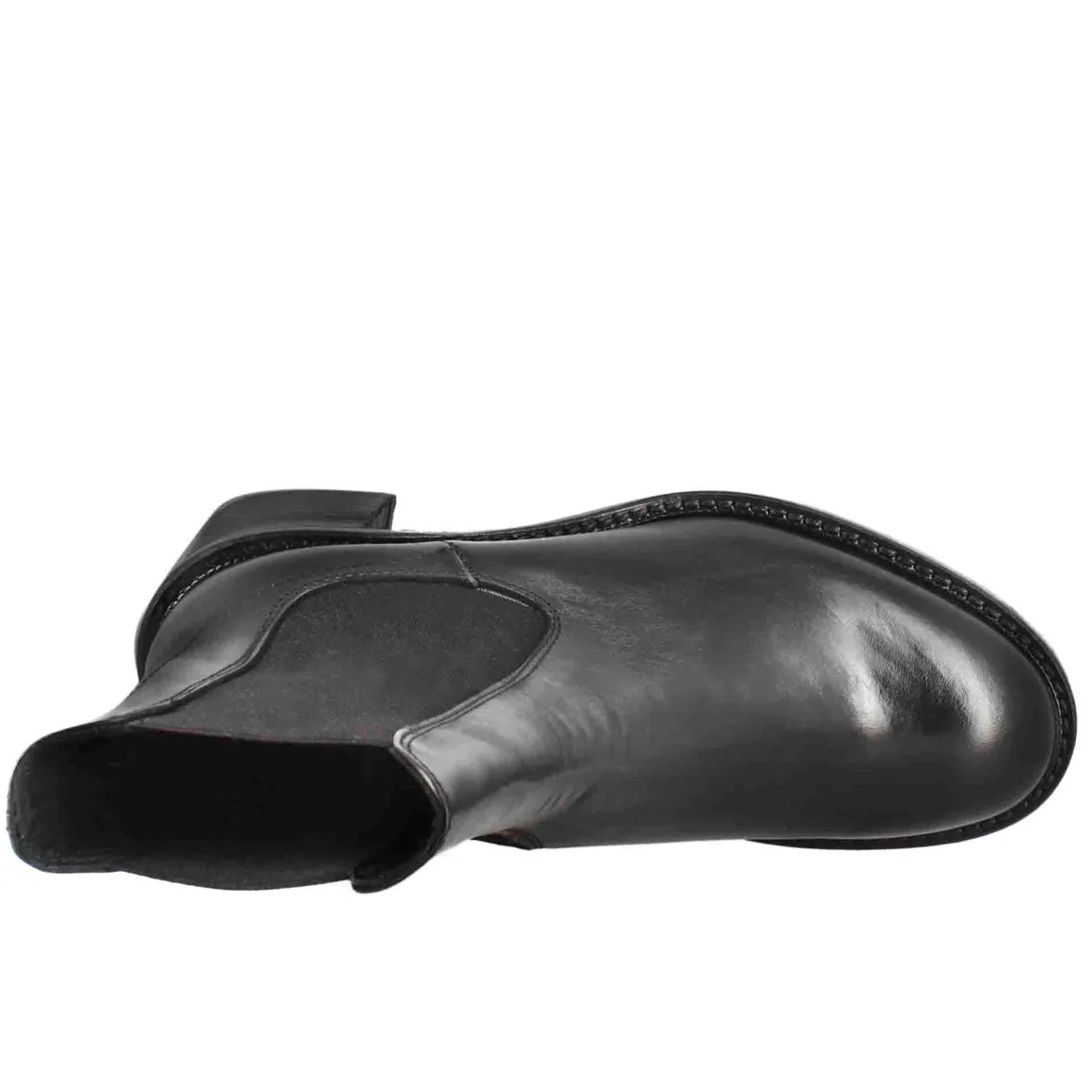 Stivaletto Diver Chelsea Da Donna Con Tacco In Pelle Lavata Colore Nero