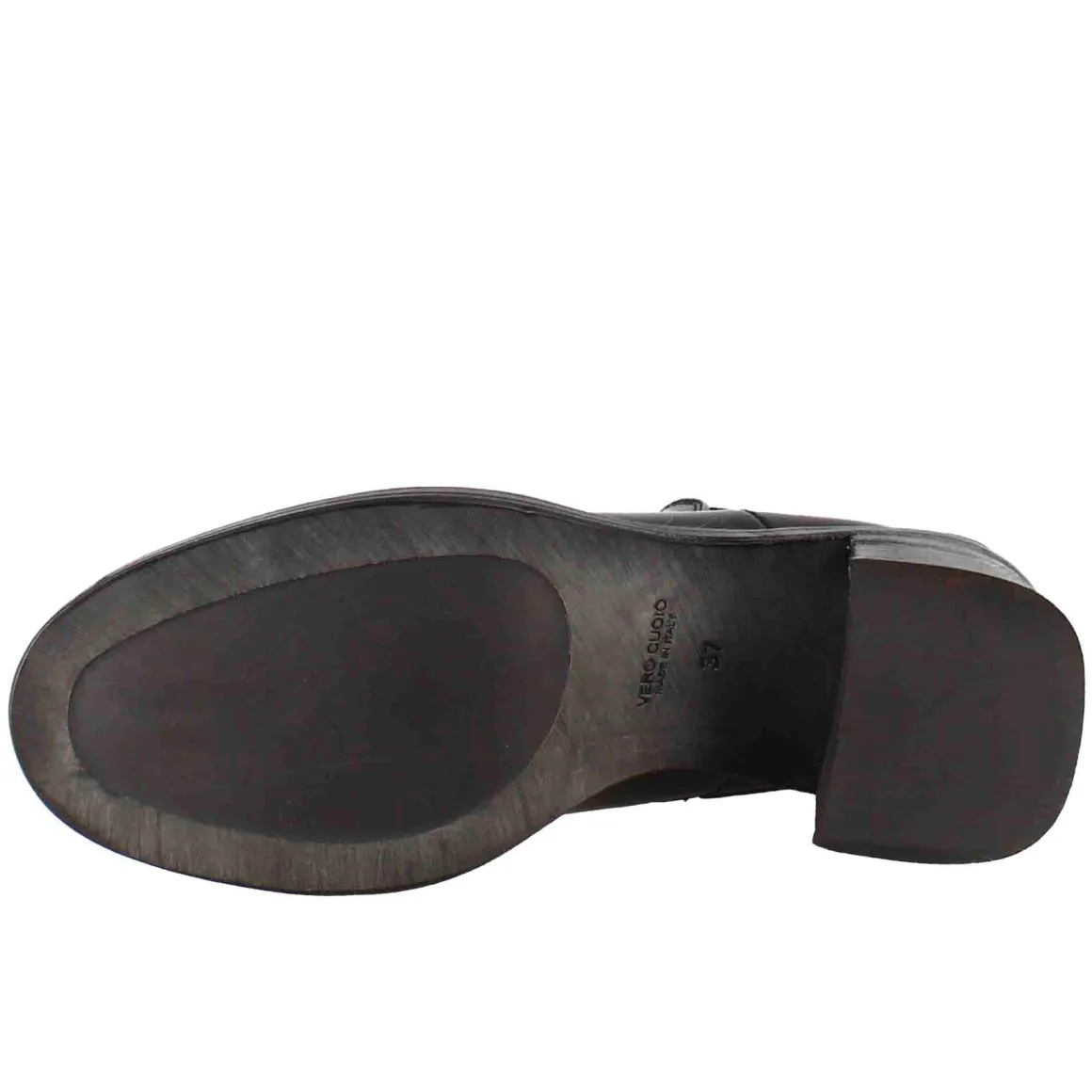 Stivaletto Diver Chelsea Da Donna Con Tacco In Pelle Lavata Colore Nero