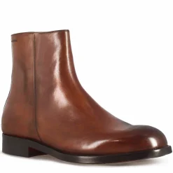 Stivaletto Elegante Alla Caviglia Da Uomo In Pelle Liscia Colore Marrone