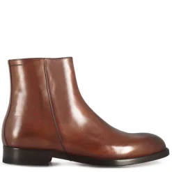 Stivaletto Elegante Alla Caviglia Da Uomo In Pelle Liscia Colore Marrone
