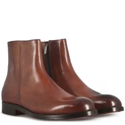 Stivaletto Elegante Alla Caviglia Da Uomo In Pelle Liscia Colore Marrone