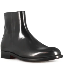 Stivaletto Elegante Alla Caviglia Da Uomo In Pelle Liscia Colore Nero