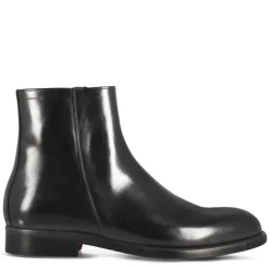 Stivaletto Elegante Alla Caviglia Da Uomo In Pelle Liscia Colore Nero