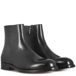 Stivaletto Elegante Alla Caviglia Da Uomo In Pelle Liscia Colore Nero