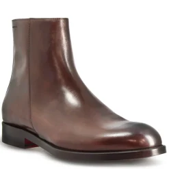 Stivaletto Elegante Alla Caviglia Da Uomo In Pelle Liscia Colore Marrone Scuro