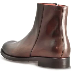 Stivaletto Elegante Alla Caviglia Da Uomo In Pelle Liscia Colore Marrone Scuro