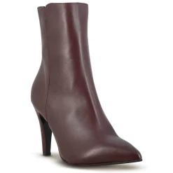 Stivaletto Elegante Da Donna A Punta In Pelle Colore Bordeaux