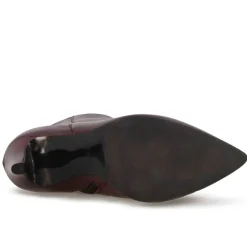 Stivaletto Elegante Da Donna A Punta In Pelle Colore Bordeaux