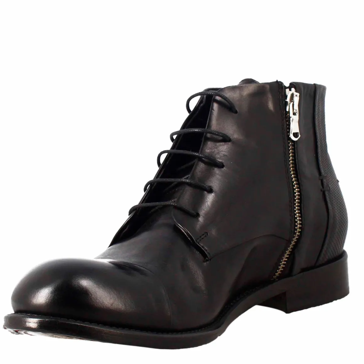 Stivaletto Nero Vintage Elegante Da Uomo In Pelle