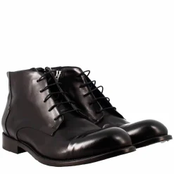 Stivaletto Nero Vintage Elegante Da Uomo In Pelle