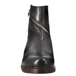 Stivaletto Paupa Da Donna In Pelle Lavata Colore Nero Con Doppia Zip