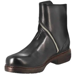 Stivaletto Paupa Da Donna In Pelle Lavata Colore Nero Con Doppia Zip