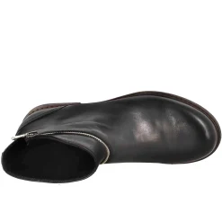 Stivaletto Paupa Da Donna In Pelle Lavata Colore Nero Con Doppia Zip