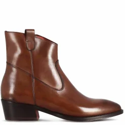 Stivaletto Sopra Alla Caviglia Stile Texano Da Donna In Pelle Colore Marrone